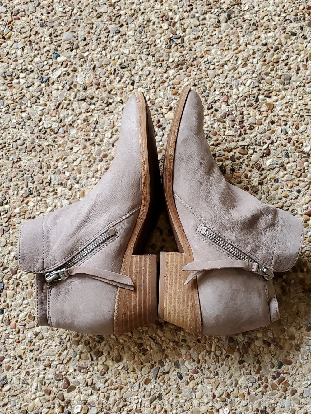Sam Edelman Women's Packer Boot Size 7.5 Block Heel Tan Taupe Nubuck Leather